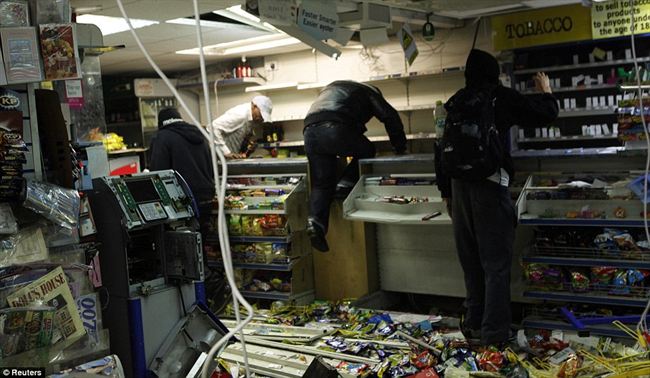 Stripped bareThe looters jumped over counters and threw food such crisps and sweets the floor order get the things they wanted